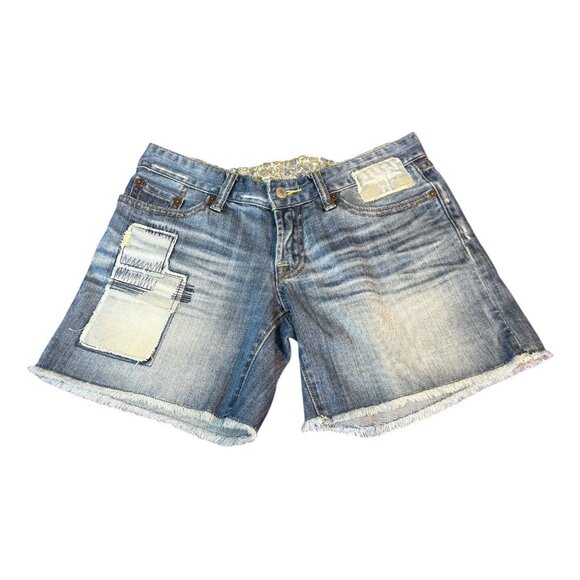 Lucky Blue Denim Cut-Off Patchwork Shorts Women's Sz 4 / 27 - Picture 1 of 9